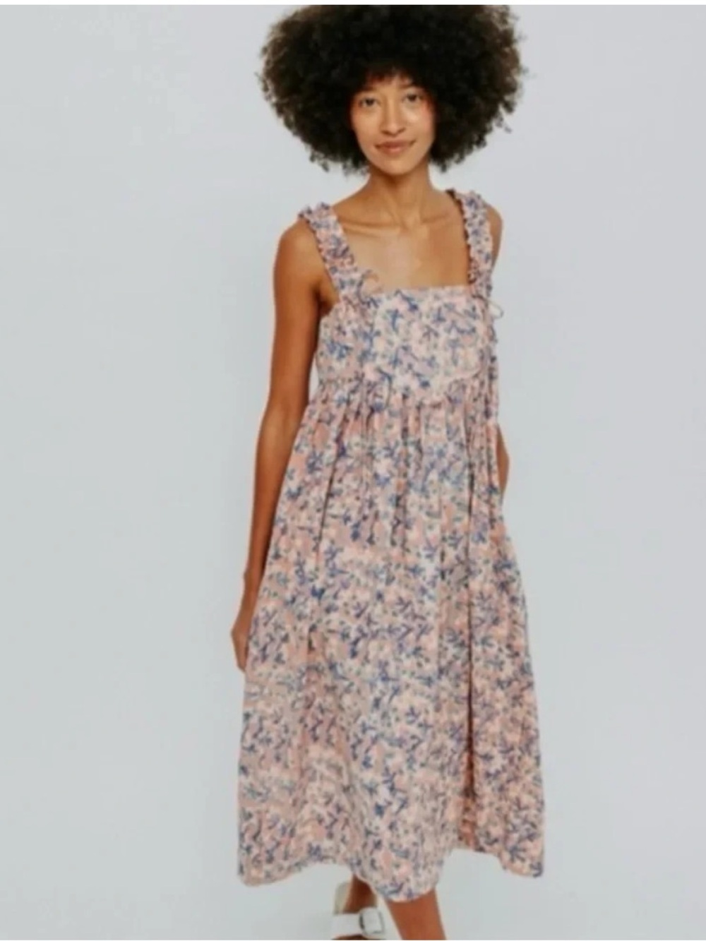 MIRTH Newport Dress Cotton Strapless MIDI Geranium Print Size Small